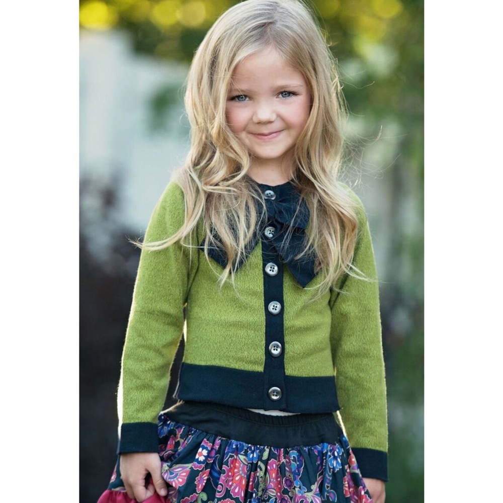 NWT $66 PERSNICKETY GREEN BOW SWEATER CARDIGAN 12